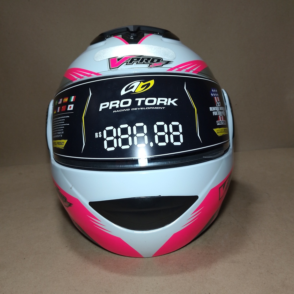 CASCO V-PRO JET 2 CARBONO BLANCO/ROSA PRO TORK 