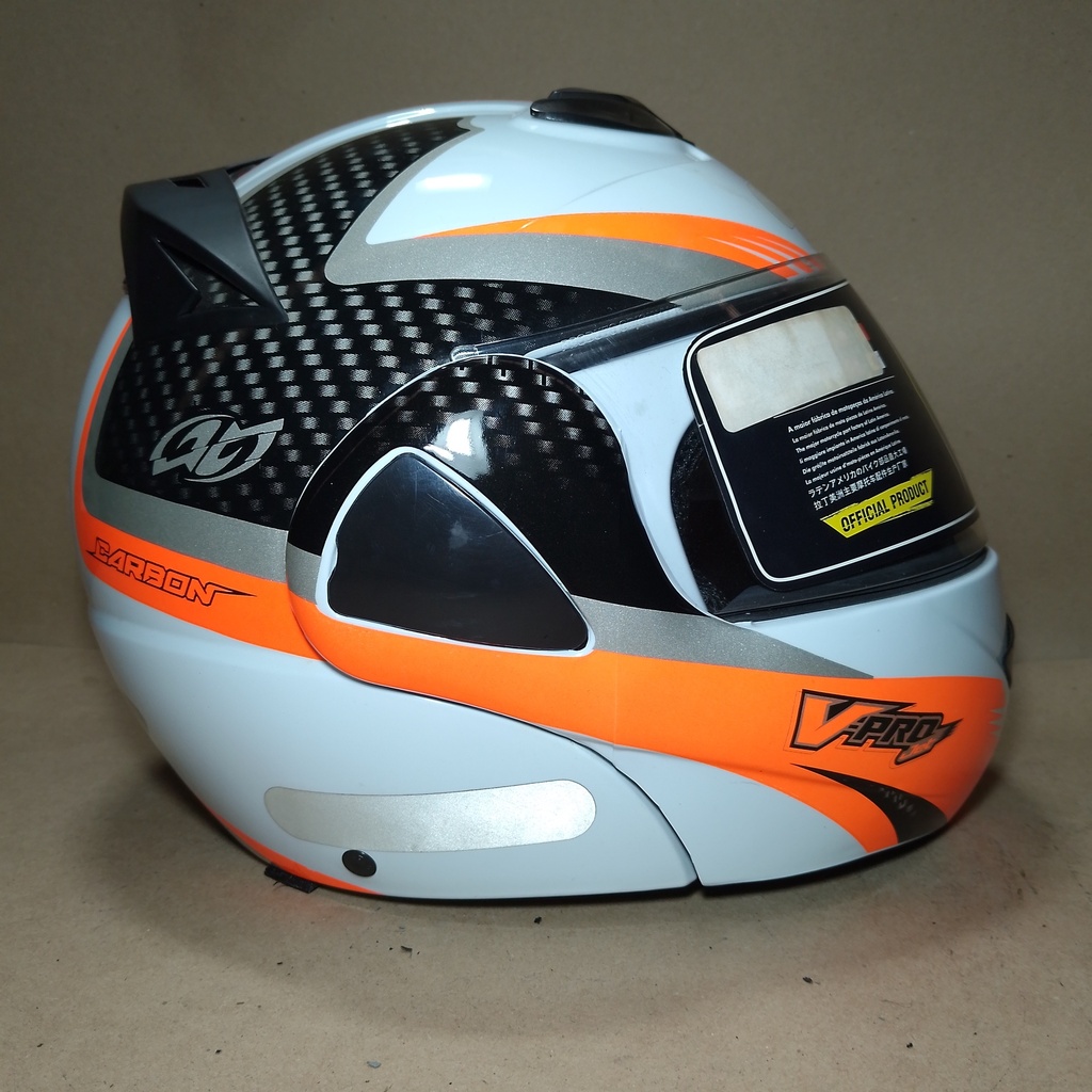CASCO V-PRO JET 2 CARBONO BLANCO/NARANJA PRO TORK 