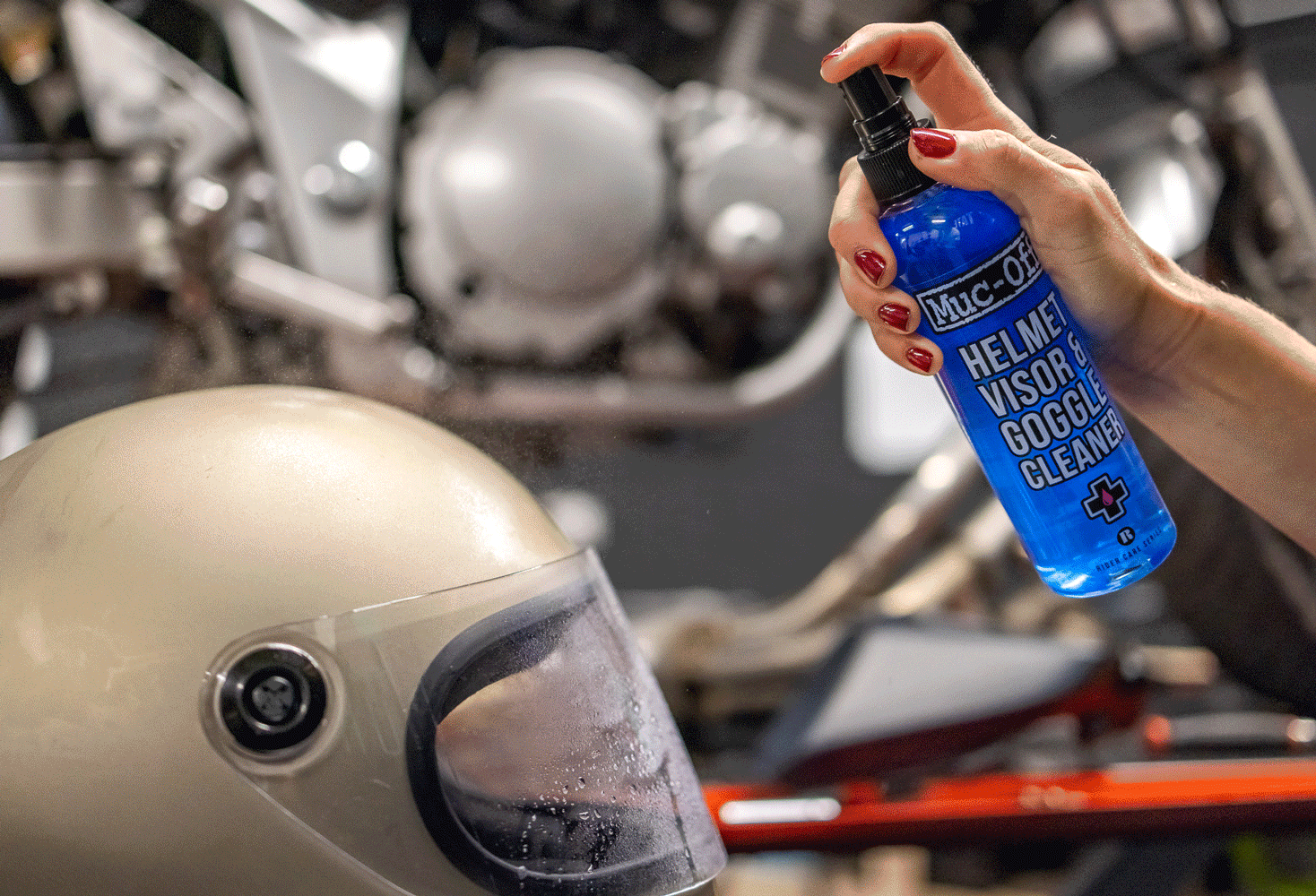 Helmet Visor & Goggle Cleaner on Helmet.gif