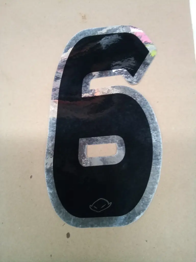 NÚMERO 6 PARA MOTO NEGRO/PLATA 