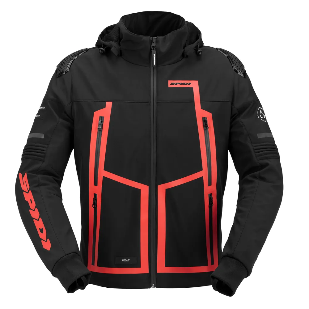 [D353021XL] CHAMARRA IMPERMEABLE DE MOTO WARRIOR H2OUT (Negro/Rojo, XL)