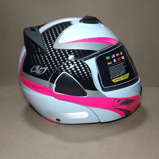 [CAP-442BCRS] CASCO V-PRO JET 2 CARBONO BLANCO/ROSA PRO TORK 
